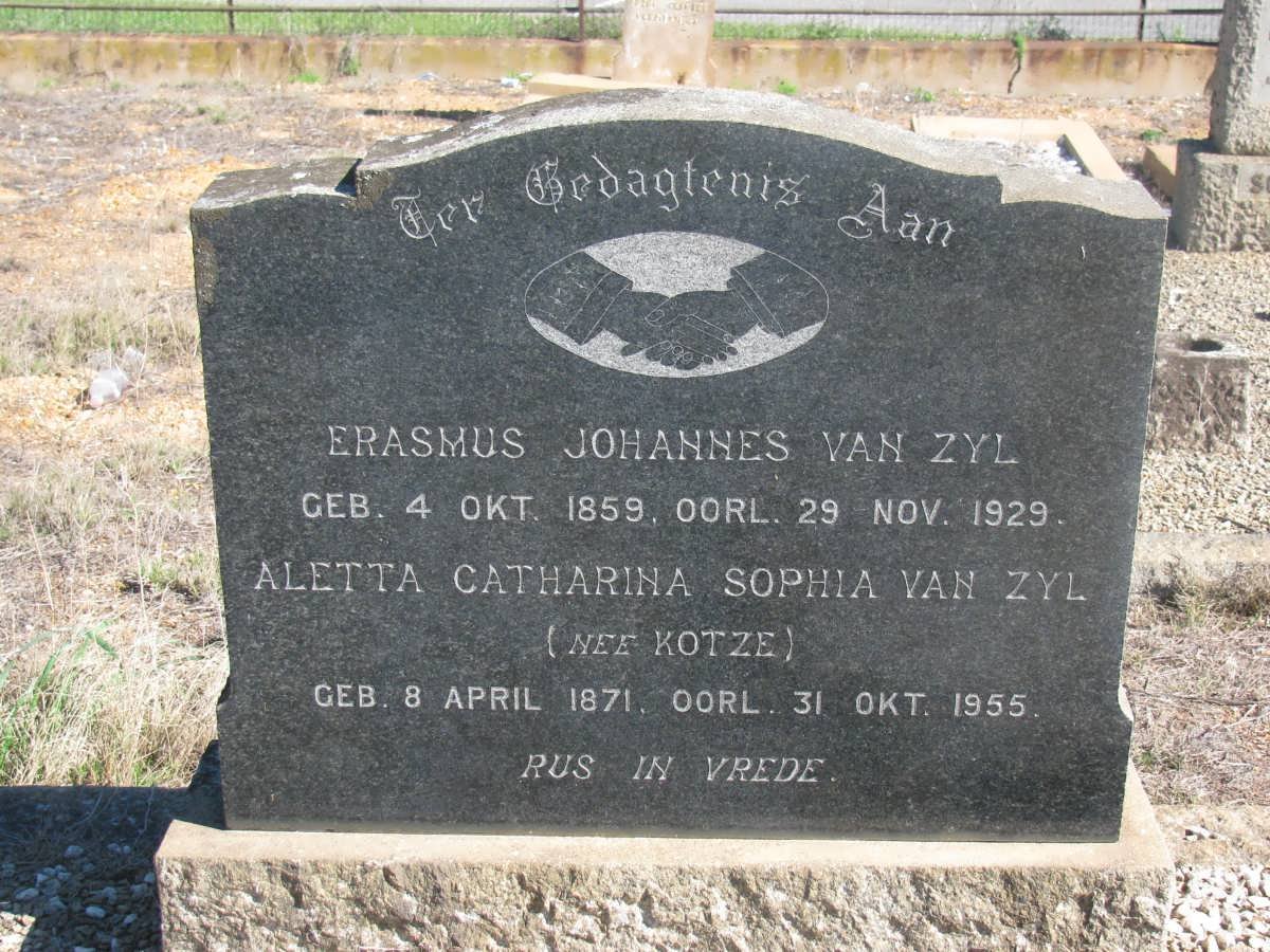 ZYL Erasmus Johannes, van 1859-1929 &amp; Aletta Catharina Sophia KOTZE 1871-1955