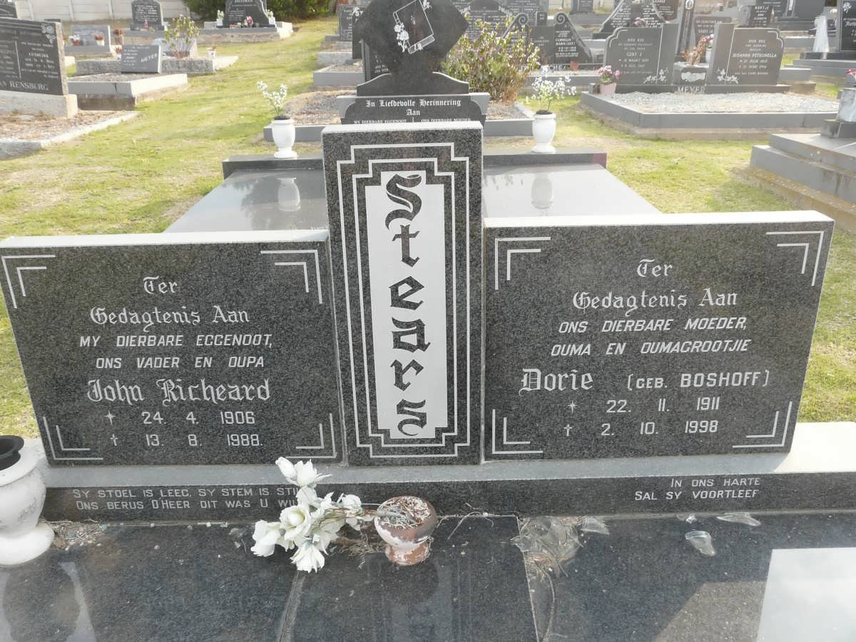STEARS John Richeard 1906-1988 &amp; Dorie BOSHOFF 1911-1998