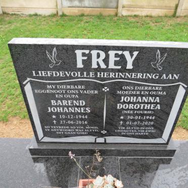 FREY Barend Johannes 1944-2016 & Johanna Dorothea FOURIE 1944-2020
