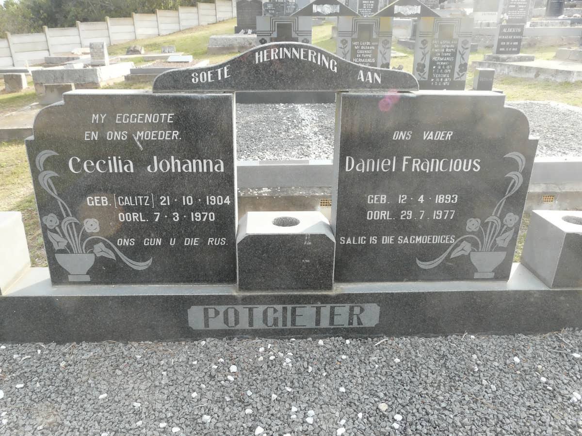 POTGIETER Daniel Francious 1893-1977 &amp; Cecilia Johanna CALITZ 1904-1970