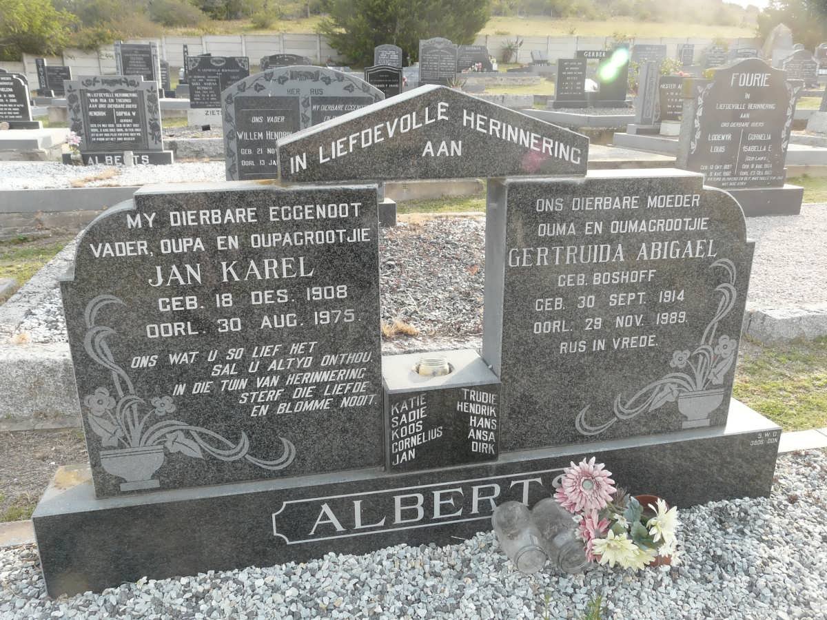 ALBERTS Jan Karel 1908-1975 &amp; Gertruida Abigael BOSHOFF 1914-1989