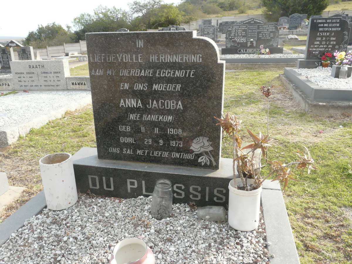 PLESSIS Anna Jacoba, du nee HANEKOM 1908-1973