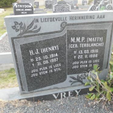 VREY H.J. 1914-1987 &amp; M.M.P. TERBLANCHE 1916-1986