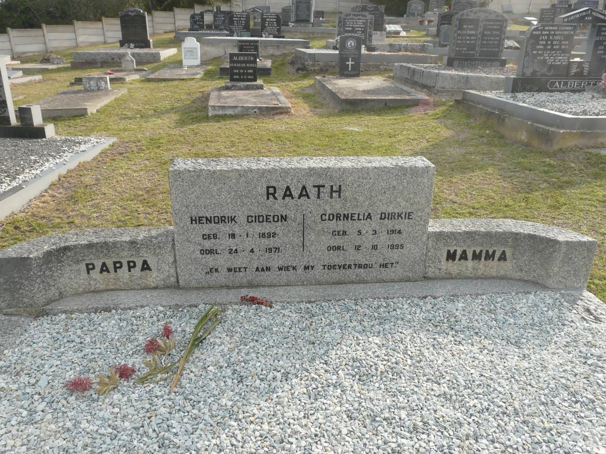 RAATH Hendrik Gideon 1892-1971 &amp; Cornelia Dirkie 1914-1995