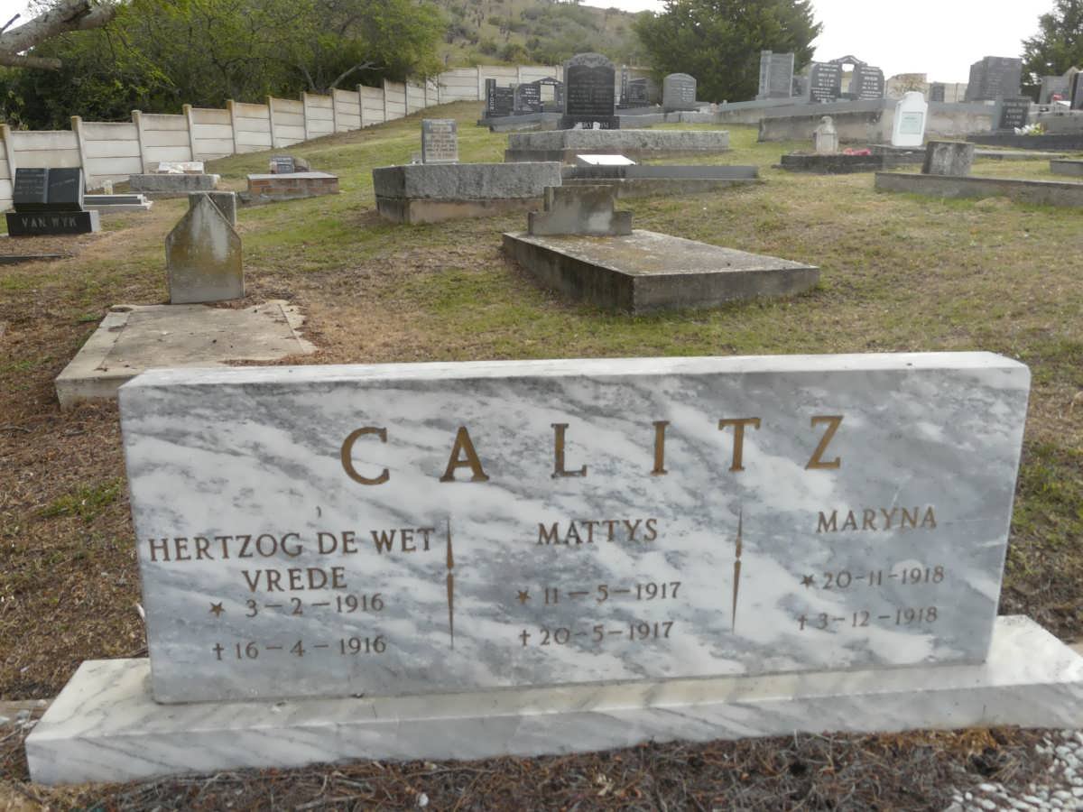 CALITZ Hertzog de Wet Vrede 1916-1916 :: CALITZ Mattys 1917-1917 :: CALITZ Maryna 1918-1918