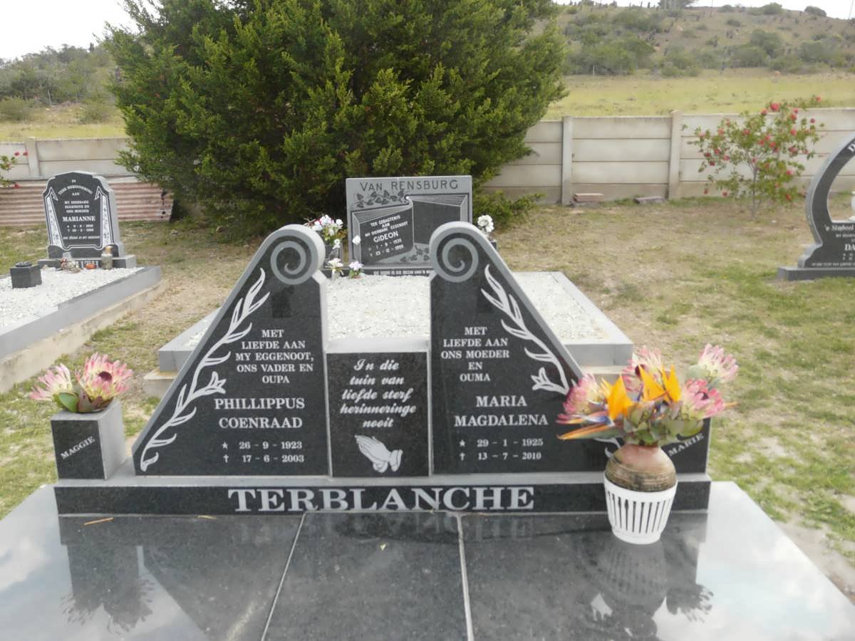 TERBLANCHE Phillippus Coenraad 1923-2003 &amp; Maria Magdalena 1925-2010