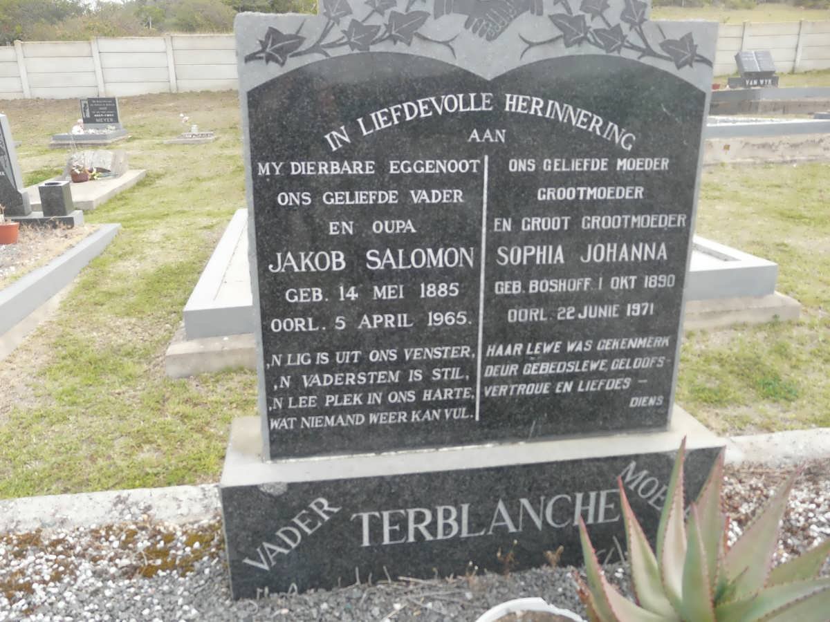 TERBLANCHE Jakob Salomon 1885-1965 &amp; Sophia Johanna BOSHOFF 1890-1971