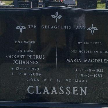 CLAASSEN Ockert Petrus Johannes 1929-2009 &amp; Maria Magdelena 1932-1983