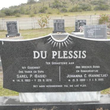 PLESSIS Sarel P., du 1903-1978 &amp; Johanna C. 1908-1995