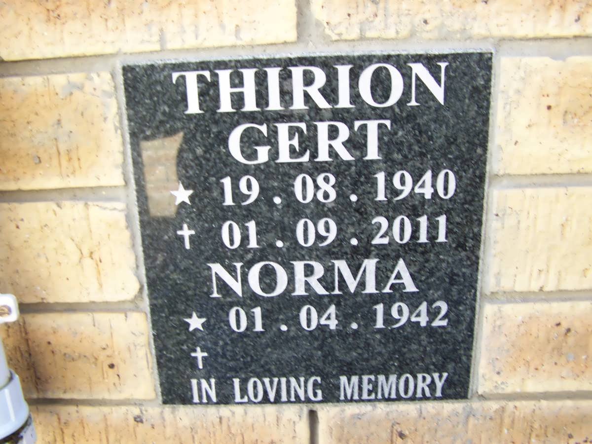 THIRION Gert 1940-2011 &amp; Norma 1942-