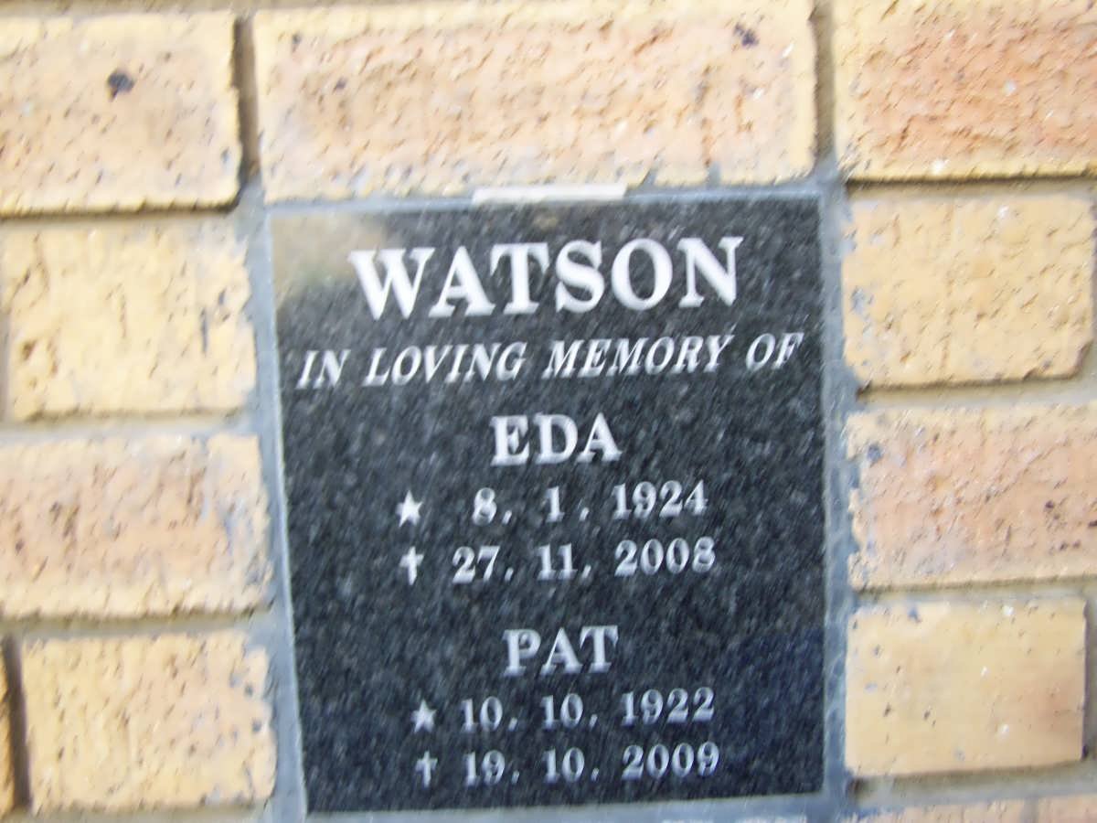 WATSON Pat 1922-2009 &amp; Eda 1924-2008
