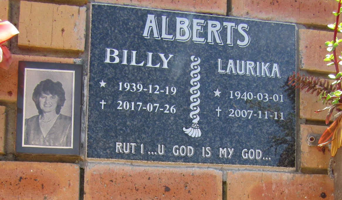 ALBERTS Billy 1939-2017 &amp; Laurika 1940-2007