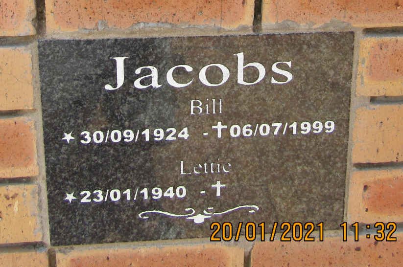 JACOBS Bill 1924-1999 &amp; Lettie 1940-