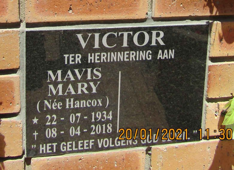 VICTOR Mavis Mary nee HANCOX 1934-2018