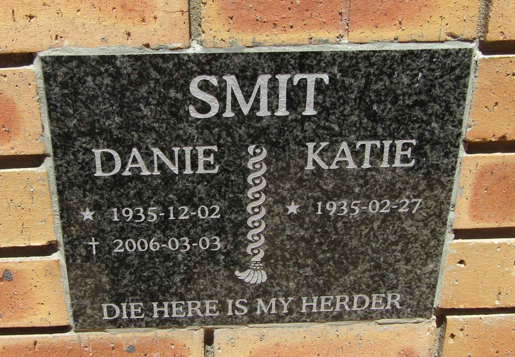 SMIT Danie 1935-2006 &amp; Katie 1935-
