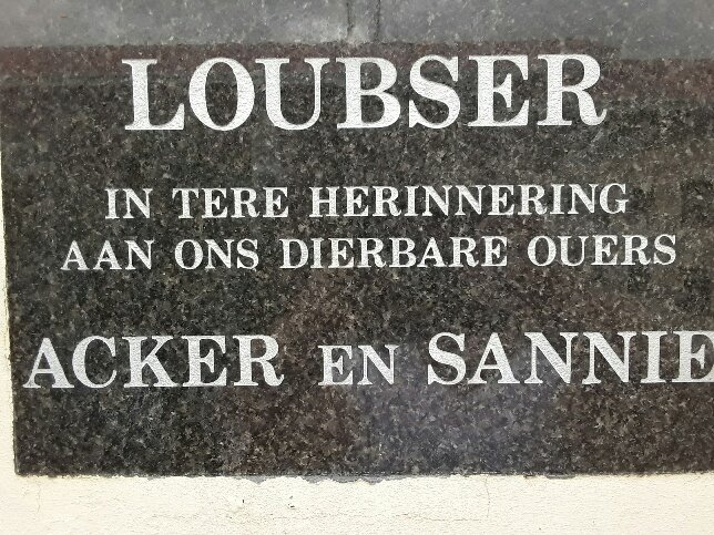 LOUBSER Acker &amp; Sannie
