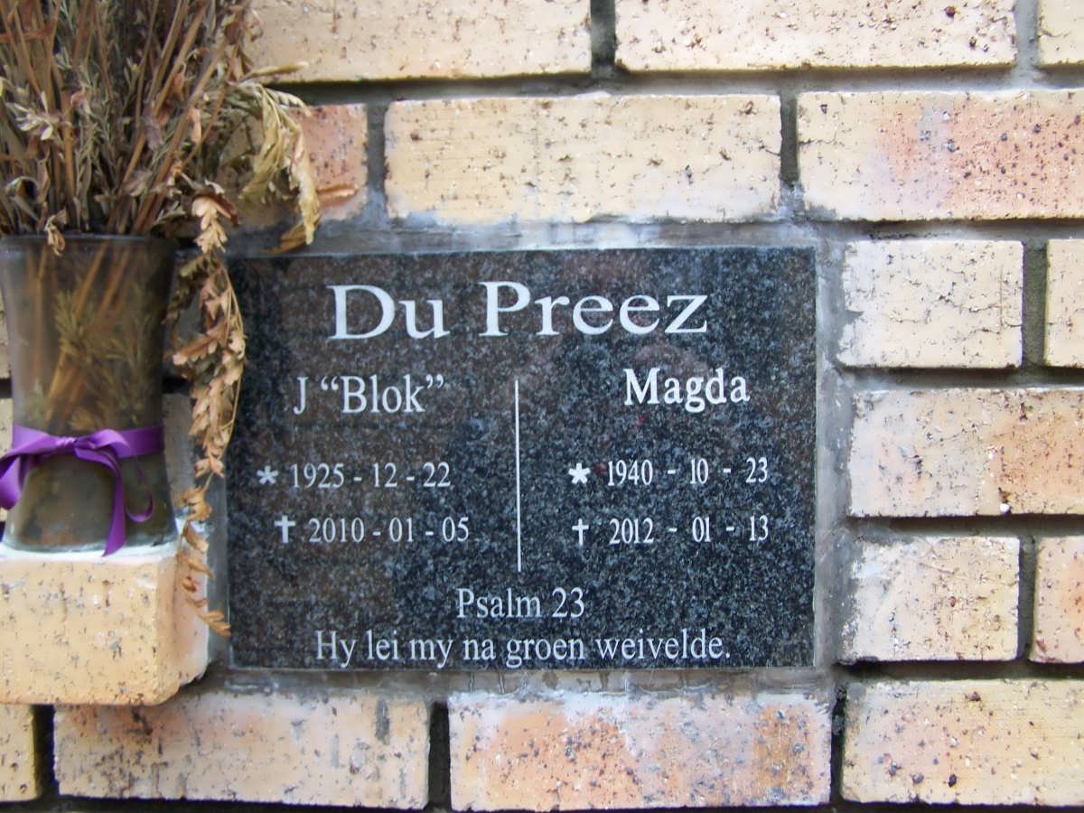 PREEZ J., du 1925-2010 &amp; Magda 1940-2012