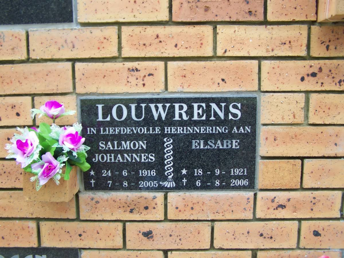 LOUWRENS Salmon Johannes 1916-2005 &amp; Elsabe 1921-2006