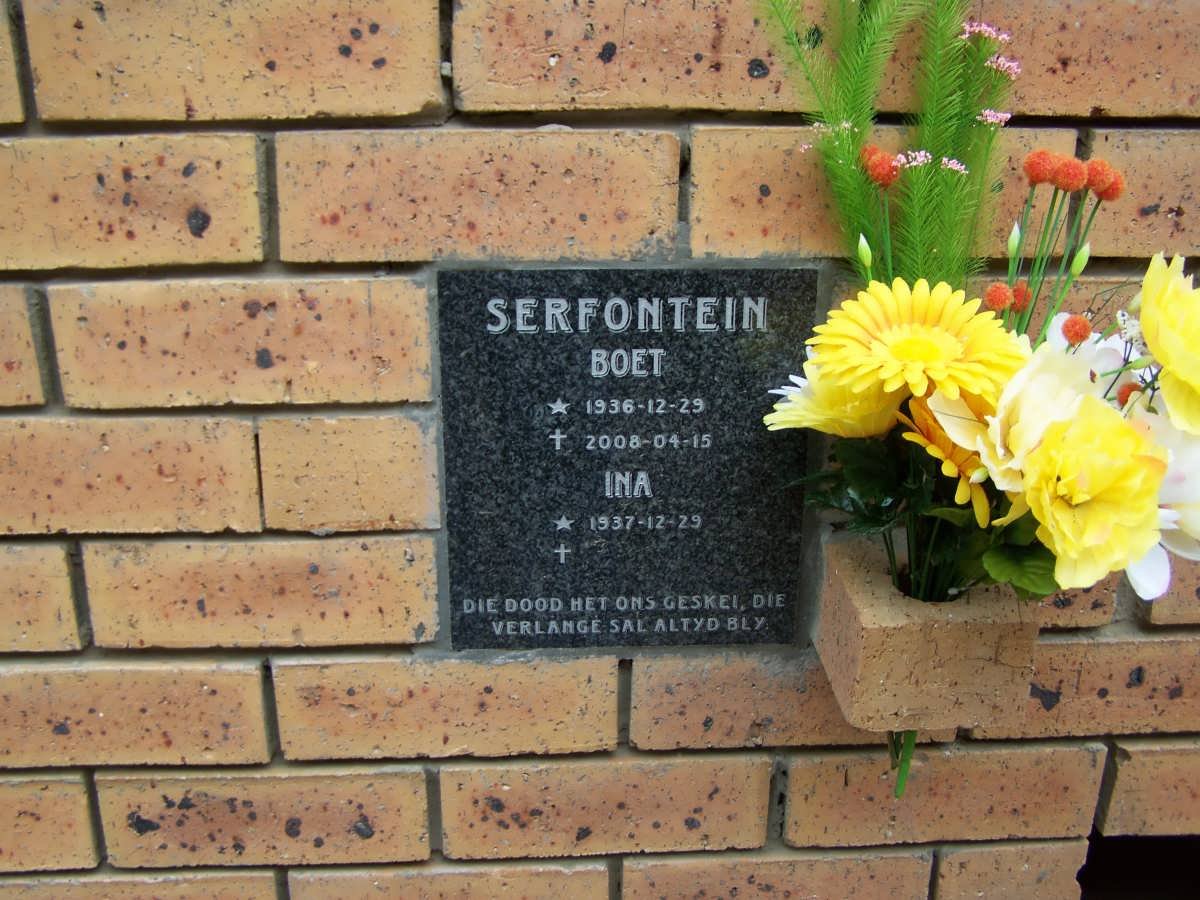 SERFONTEIN Boet 1936-2008 &amp; Ina 1937-