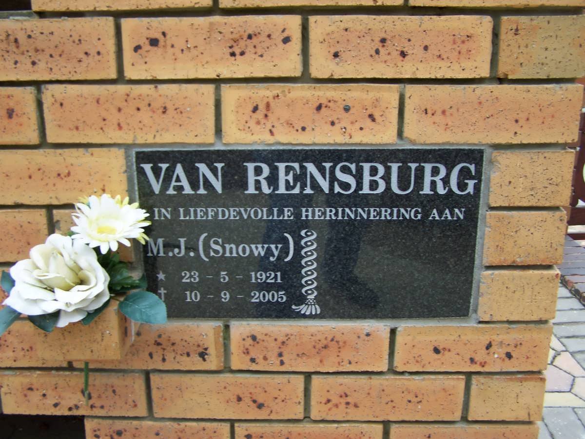 RENSBURG M.J., van 1921-2005