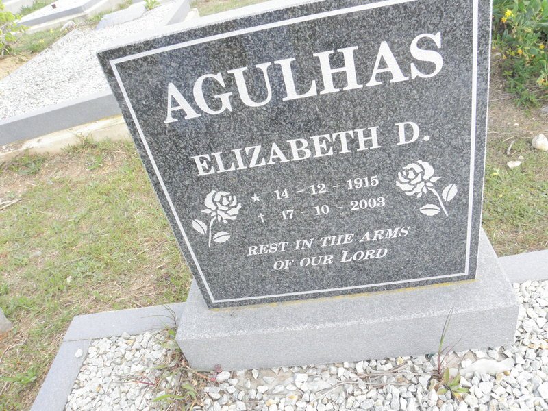 AGULHAS Elizabeth D. 1915-2003