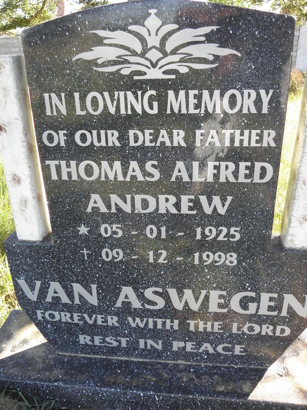 ASWEGEN Thomas Alfred Andrew, van 1925-1998