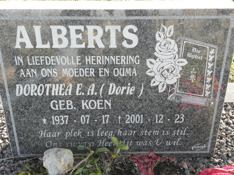 ALBERTS Dorothea E.A. nee KOEN 1937-2001