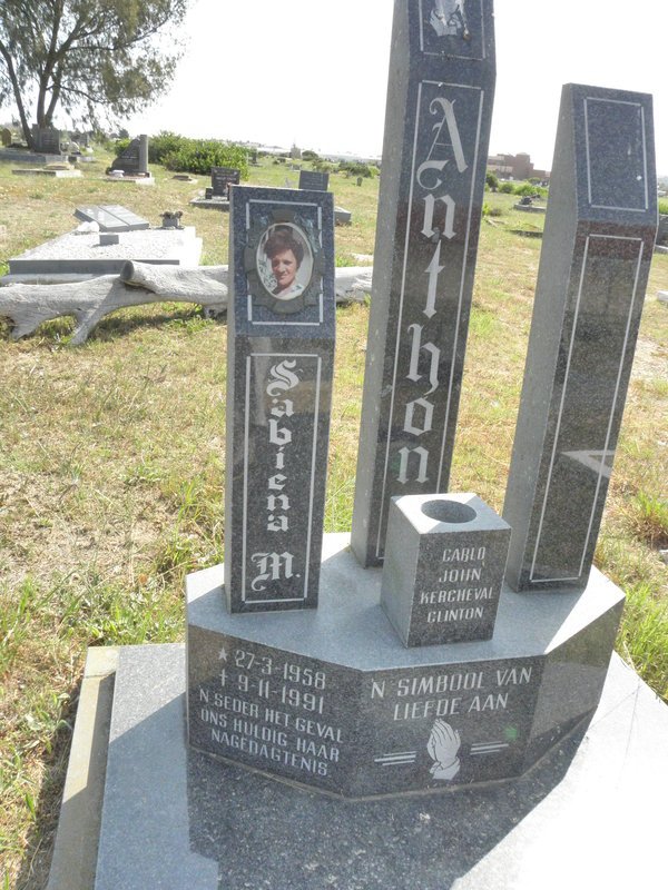 ANTHONY Sabicna M. 1958-1991