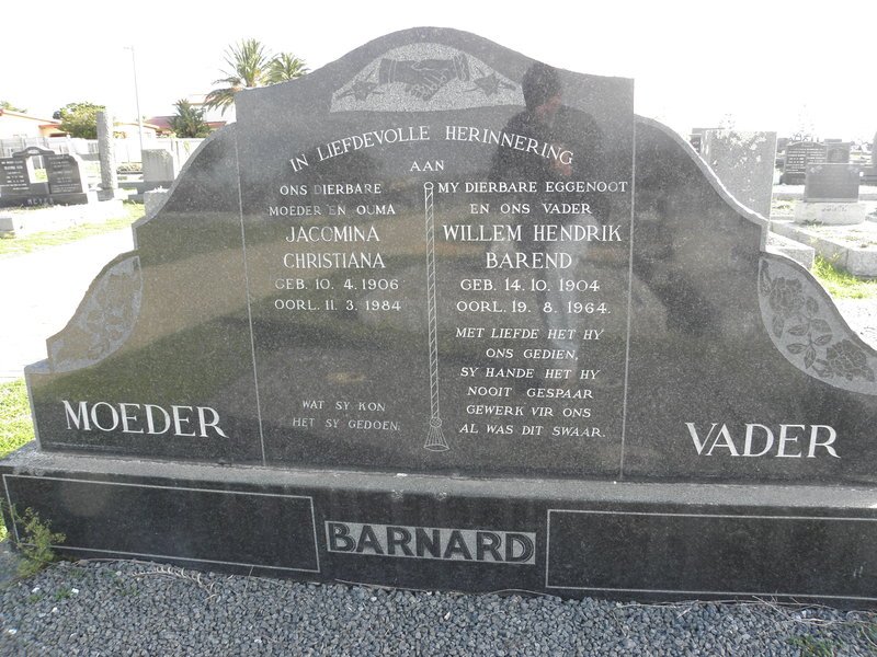 BARNARD Willem Hendrik Barend 1904-1964 &amp; Jacomina Christiana 1906-1984