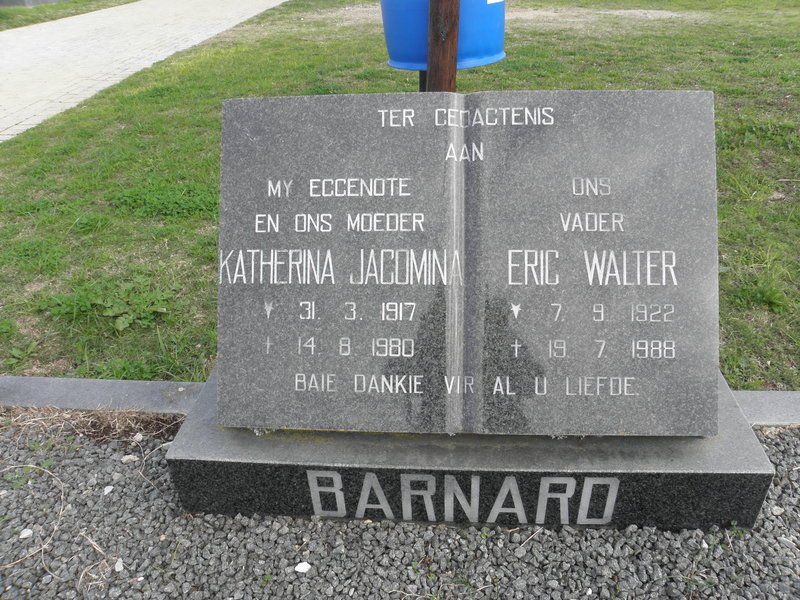 BARNARD Eric Walter 1922-1988 &amp; Katherina Jacomina 1917-1980