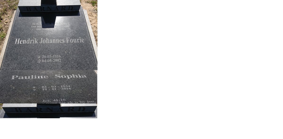 BARNARD Hendrik Johannes Fourie 1916-2002 &amp; Pauline Sophia 1934-2016
