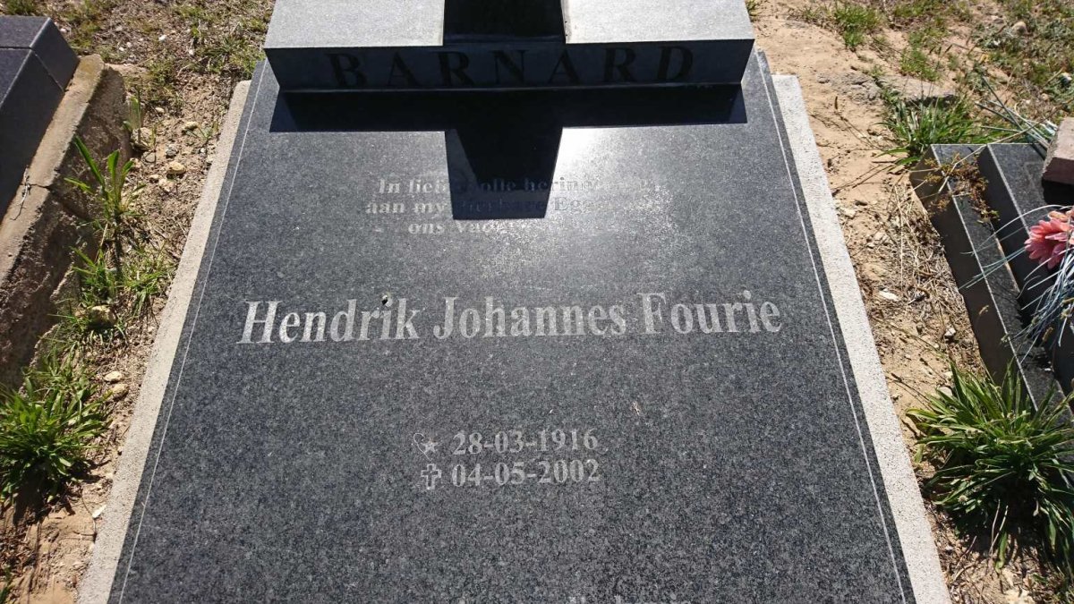 BARNARD Hendrik Johannes Fourie 1916-2002 &amp; Pauline Sophia 1934-2016