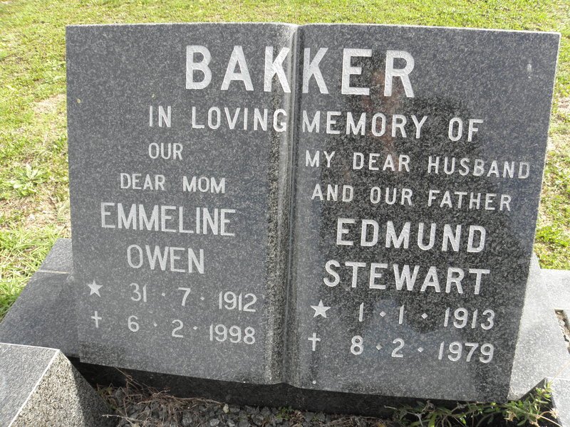 BAKKER Edmund Stewart 1913-1979 &amp; Emmeline Owen 1912-1998