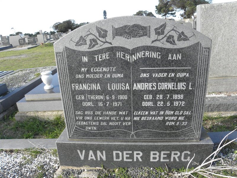 BERG Andries Corneluis L., van der 1898-1972 &amp; Francina Louisa THERON 1900-1971