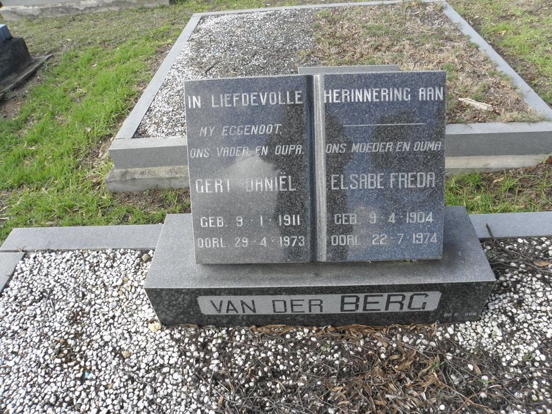 BERG Gert Daniël, van der 1911-1973 &amp; Elsabe Freda 1904-1974