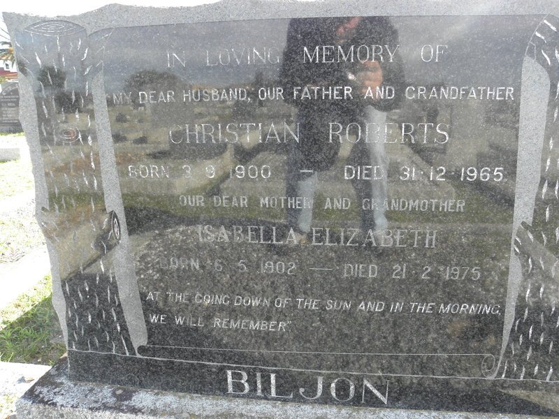 BILJON Christian Roberts 1900-1965 &amp; Isabella Elizabeth 1902-1975