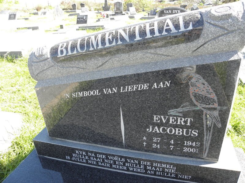 BLUMENTHAL Evert Jacobus 1942-2001