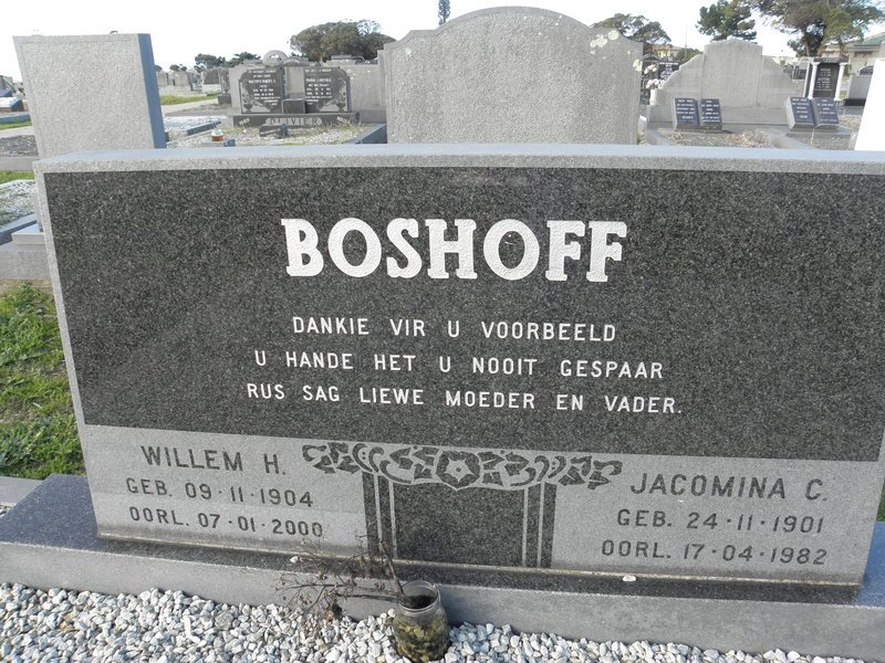 BOSHOFF Willem H. 1904-2000 &amp; Jacoba C. 1901-1982