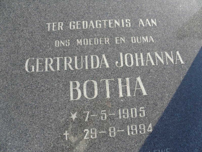BOTHA Gertruida Johanna 1905-1994