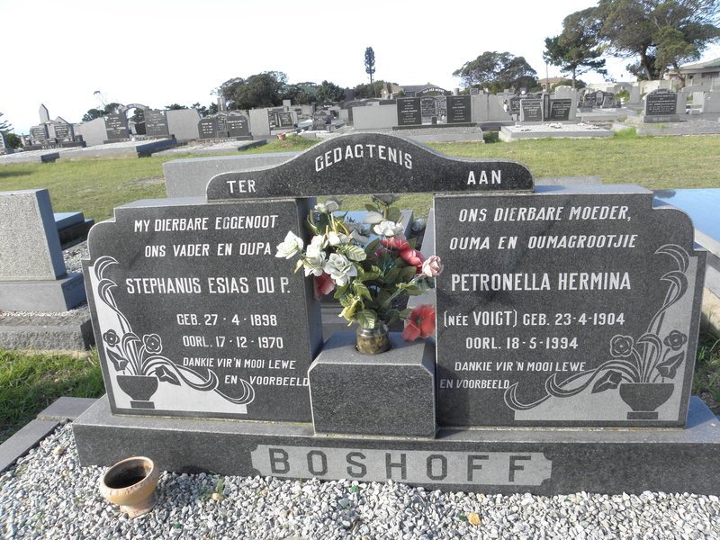 BOSHOFF Stephanus Esias Du P. 1898-1970 &amp; Petronella Hermina VOIGT 1904-1994