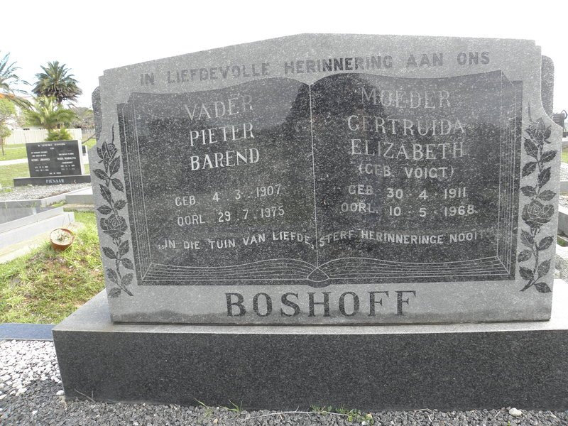 BOSHOFF Pieter Barend 1907-1975 &amp; Gertruida Elizabeth VOIGT 1911-1968