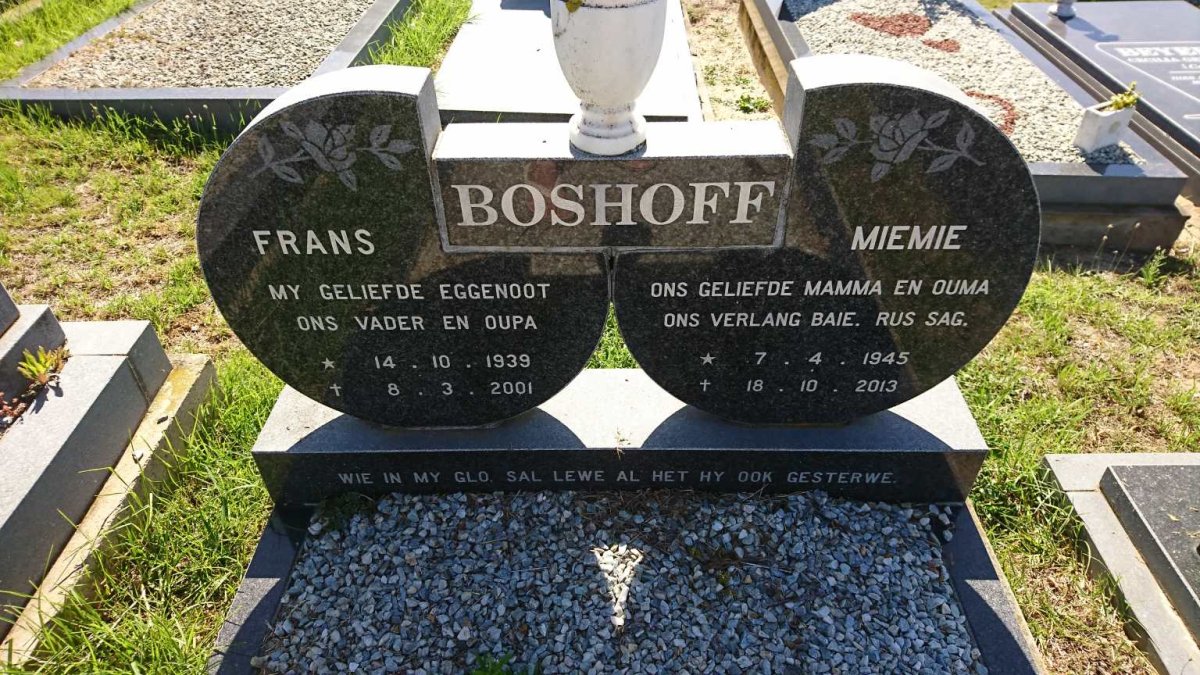 BOSHOFF Frans 1939-2001 &amp; Miemie 1945-2013