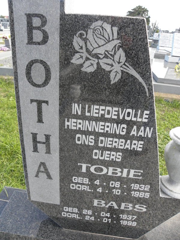 BOTHA Tobie 1932-1985 &amp; Babs 1937-1999