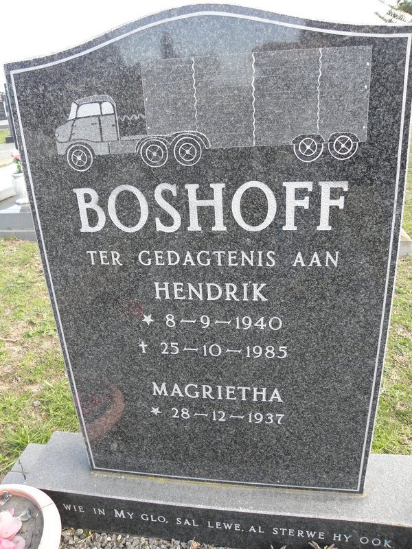 BOSHOFF Hendrik 1940-1985 &amp; Magrietha 1937-