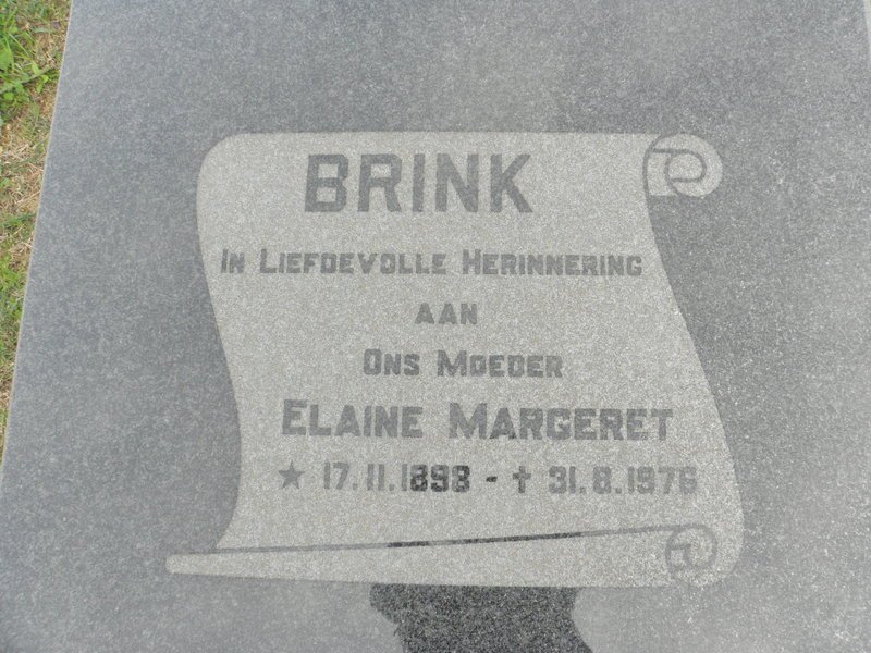 BRINK Elaine Margeret 1898-1976