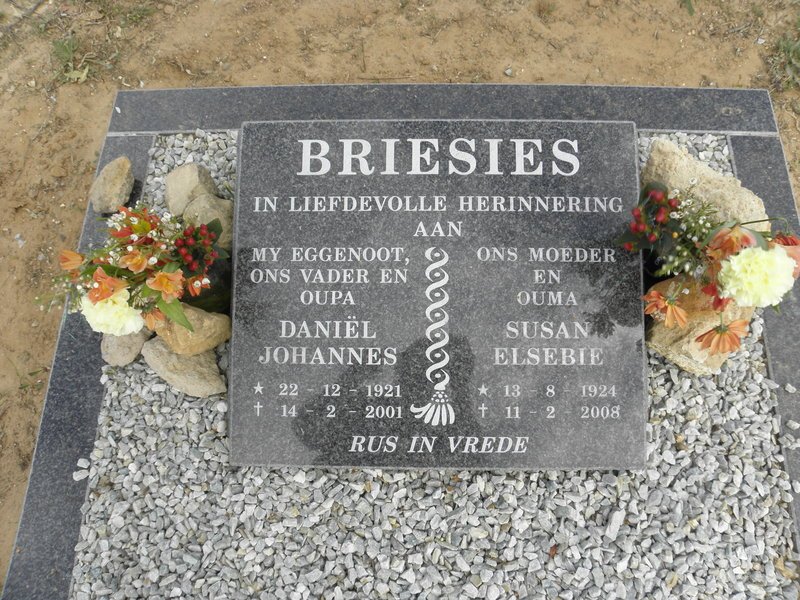 BRIESIES Daniel Johannes 1921-2001 &amp; Susan Elsebie 1924-2008