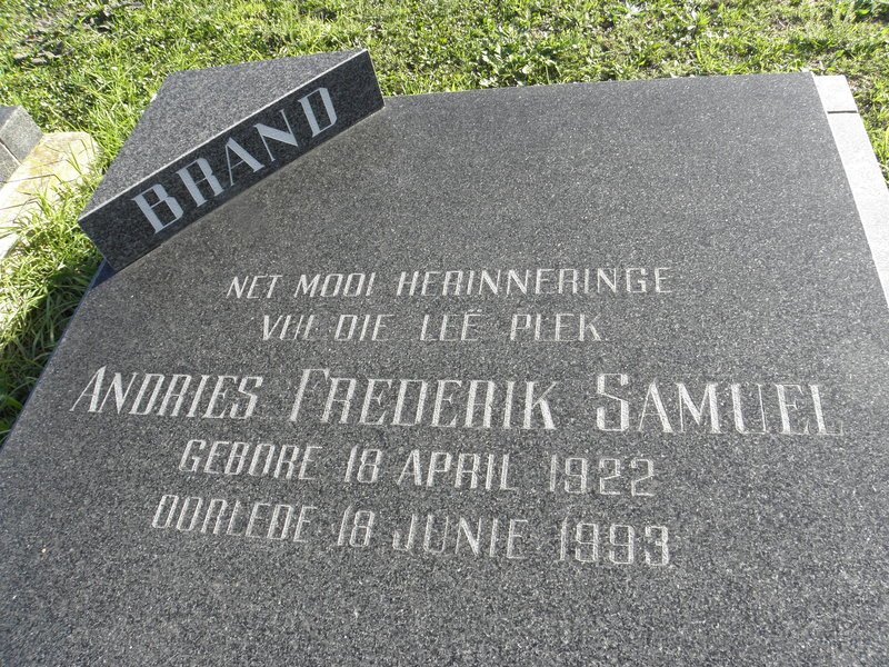BRAND Andries Frederik Samuel 1922-1993