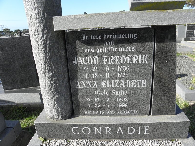 CONRADIE Jacob Frederik 1906-1974 &amp; Anna Elizabeth SMIT 1908-1998