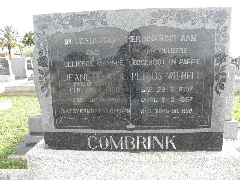 COMBRINK Petrus Wilhelm 1897-1967 &amp; Jeanetta G.S. LE GRANGE 1900-1981