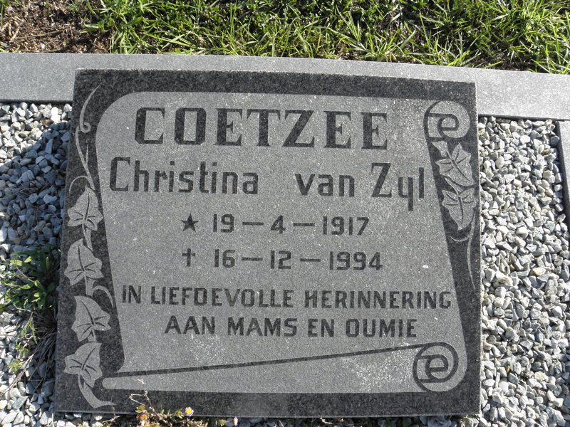 COETZEE Christina Van Zyl 1917-1994